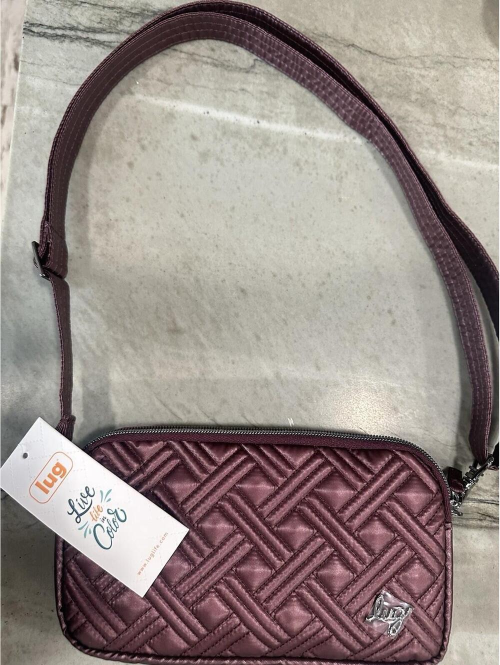 LUG Coupe XL Convertible Shoulder Crossbody Belt Bag in Wine Plum Purple NWT
